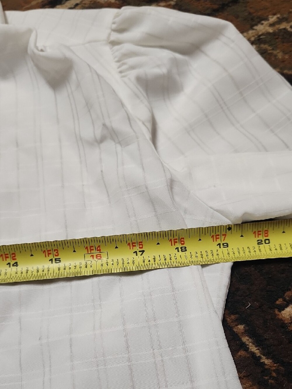 Vintage Ruffled High-Neck White Button-Down Blouse - Picture 9 of 12